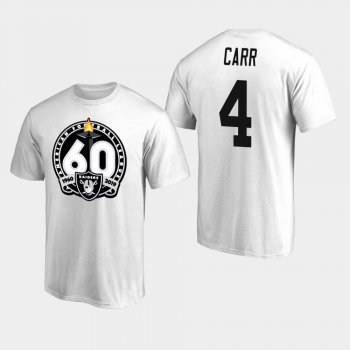 Men's Oakland Raiders #4 Derek Carr 60th Anniversary Primary Logo T-Shirt - White