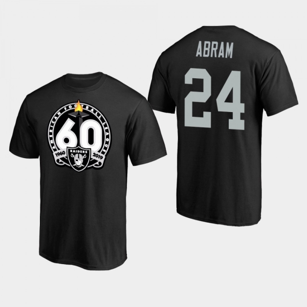 Men's Oakland Raiders #24 Johnathan Abram 60th Anniversary Primary Logo T-Shirt - Black