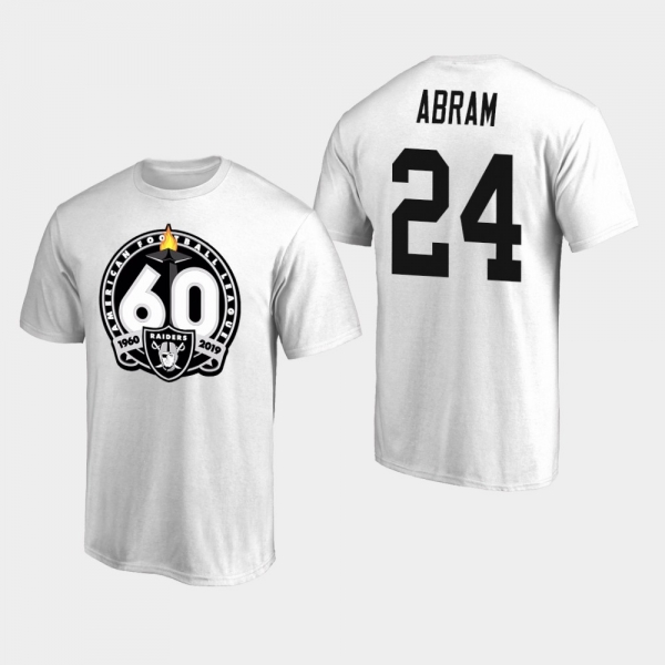 Men's Oakland Raiders #24 Johnathan Abram 60th Anniversary Primary Logo T-Shirt - White