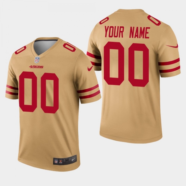 Men's San Francisco 49ers #00 Custom Inverted Legend Jersey - Gold