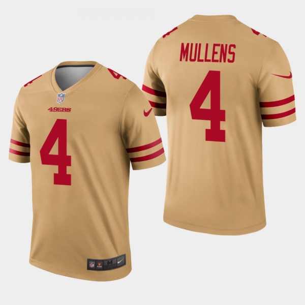 Men's San Francisco 49ers #4 Nick Mullens Inverted Legend Jersey - Gold