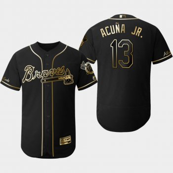 Men's Atlanta Braves Black Ronald Acuna Jr. Flex Base Jersey