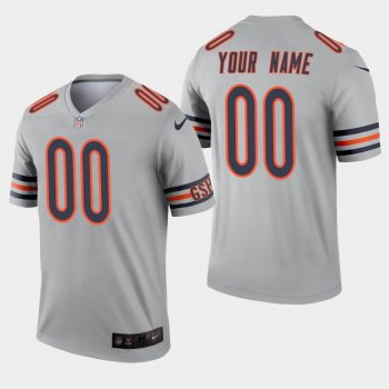 Men's Chicago Bears #00 Custom Inverted Legend Jersey - Silver