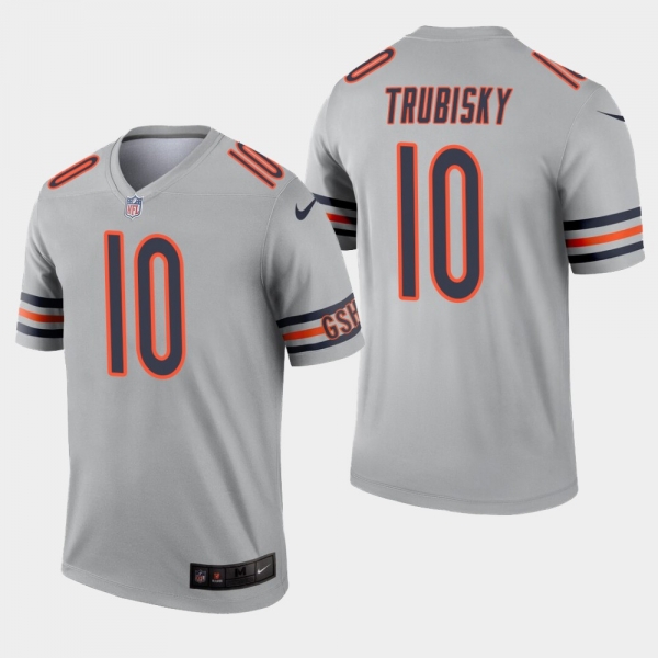 Men's Chicago Bears #10 Mitchell Trubisky Inverted Legend Jersey - Silver