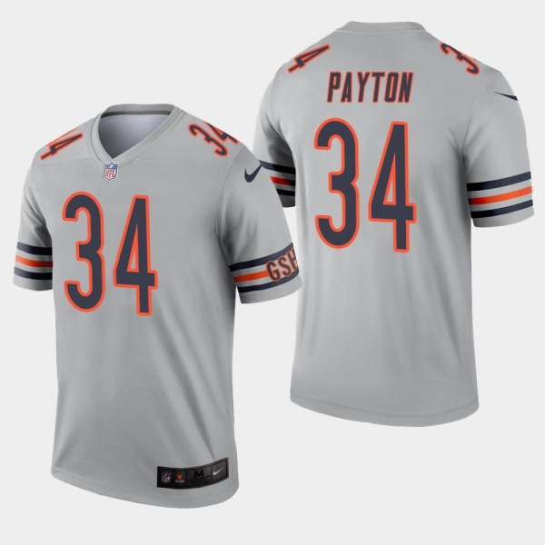 Men's Chicago Bears #34 Walter Payton Inverted Legend Jersey - Silver