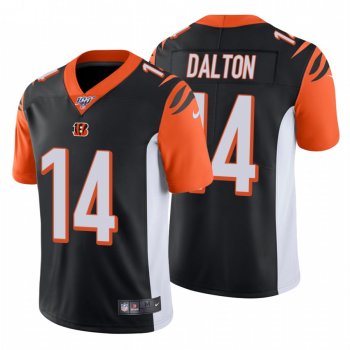 Men's Cincinnati Bengals #14 Andy Dalton Black 100th Season Vapor Limited Jersey