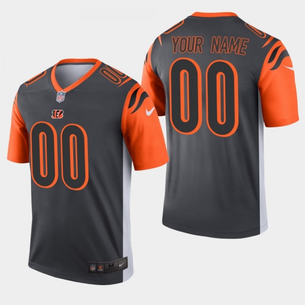 Men's Cincinnati Bengals #00 Custom Inverted Legend Jersey - Silver