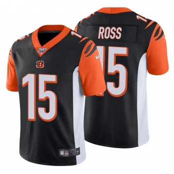 Men's Cincinnati Bengals #15 John Ross Black 100th Season Vapor Limited Jersey