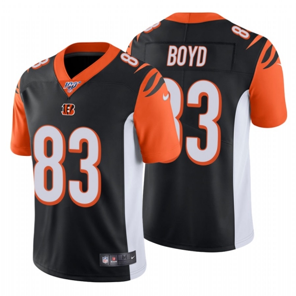 Men's Cincinnati Bengals #83 Tyler Boyd Black 100th Season Vapor Limited Jersey