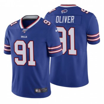 Men's Buffalo Bills #91 Ed Oliver Royal 100th Season Vapor Limited Jersey