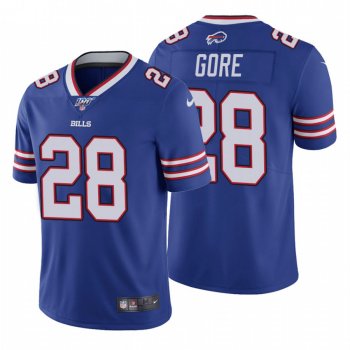 Men's Buffalo Bills #28 Frank Gore Royal 100th Season Vapor Limited Jersey