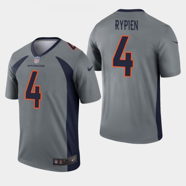 Men's Denver Broncos #4 Brett Rypien Inverted Legend Jersey - Gray