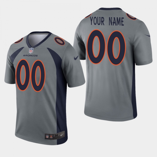 Men's Denver Broncos #00 Custom Inverted Legend Jersey - Gray