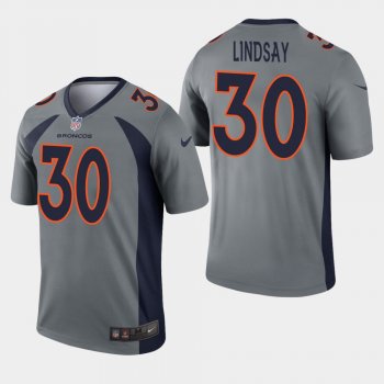 Men's Denver Broncos #30 Phillip Lindsay Inverted Legend Jersey - Gray