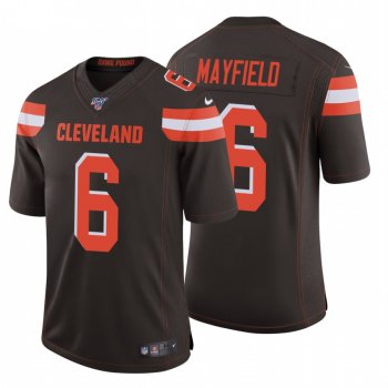 Men's Cleveland Browns #6 Baker Mayfield Brown 100th Season Vapor Limited Jersey