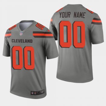 Men's Cleveland Browns #00 Custom Inverted Legend Jersey - Gray