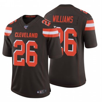 Men's Cleveland Browns #26 Greedy Williams Brown 100th Season Vapor Limited Jersey