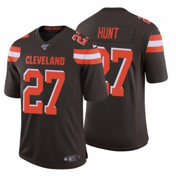 Men's Cleveland Browns #27 Kareem Hunt Brown 100th Season Vapor Limited Jersey