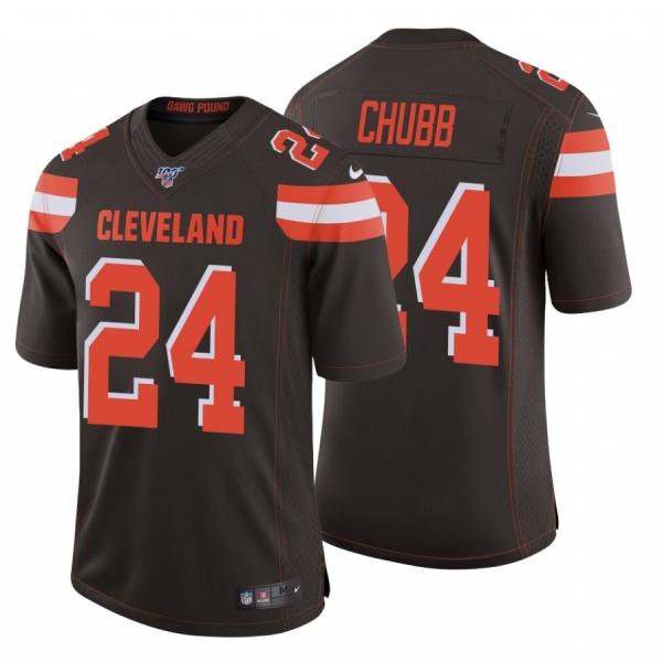 Men's Cleveland Browns #24 Nick Chubb Brown 100th Season Vapor Limited Jersey