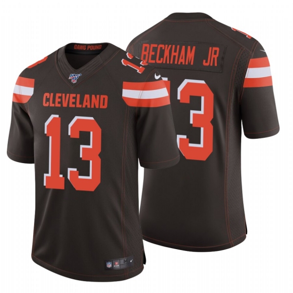 Men's Cleveland Browns #13 Odell Beckham Jr. Brown 100th Season Vapor Limited Jersey