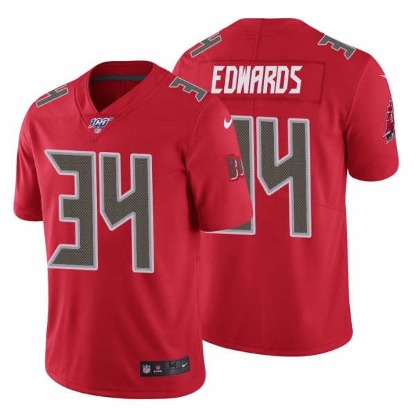 Men's Tampa Bay Buccaneers #34 Mike Edwards Red 100th Season Vapor Limited Jersey