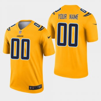 Men's Los Angeles Chargers #00 Custom Inverted Legend Jersey - Gold