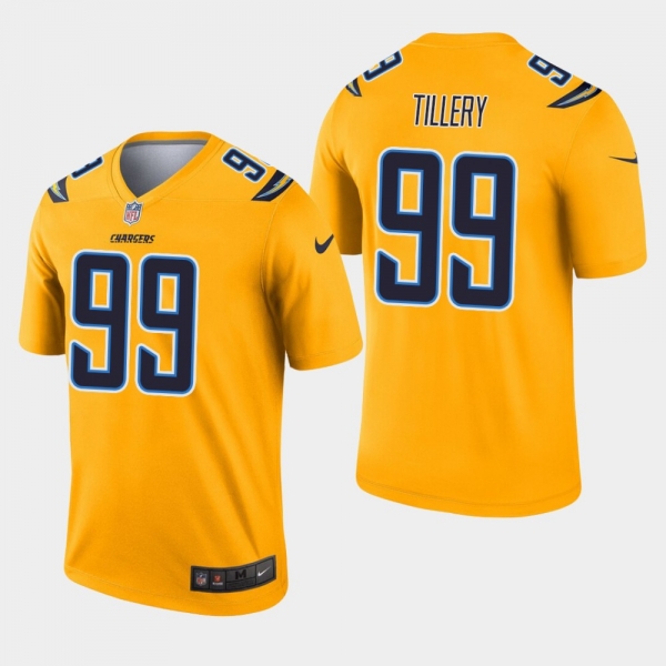 Men's Los Angeles Chargers #99 Jerry Tillery Inverted Legend Jersey - Gold