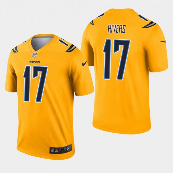 Men's Los Angeles Chargers #17 Philip Rivers Inverted Legend Jersey - Gold