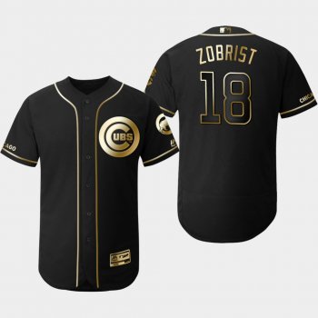 Men's Chicago Cubs Black Ben Zobrist Flex Base Jersey