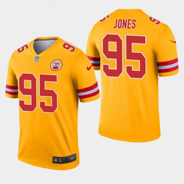 Men's Kansas City Chiefs #95 Chris Jones Inverted Legend Jersey - Gold