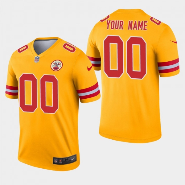 Men's Kansas City Chiefs #00 Custom Inverted Legend Jersey - Gold