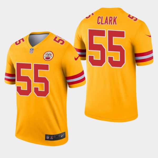 Men's Kansas City Chiefs #55 Frank Clark Inverted Legend Jersey - Gold