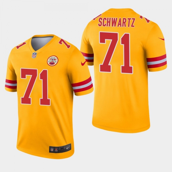 Men's Kansas City Chiefs #71 Mitchell Schwartz Inverted Legend Jersey - Gold