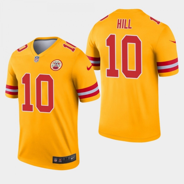 Men's Kansas City Chiefs #10 Tyreek Hill Inverted Legend Jersey - Gold