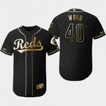 Men's Cincinnati Reds Black Alex Wood Flex Base Jersey