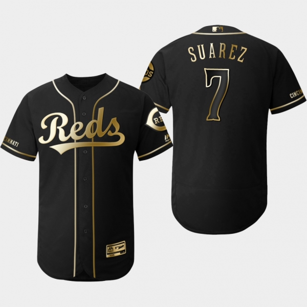 Men's Cincinnati Reds Black Eugenio Suarez Flex Base Jersey