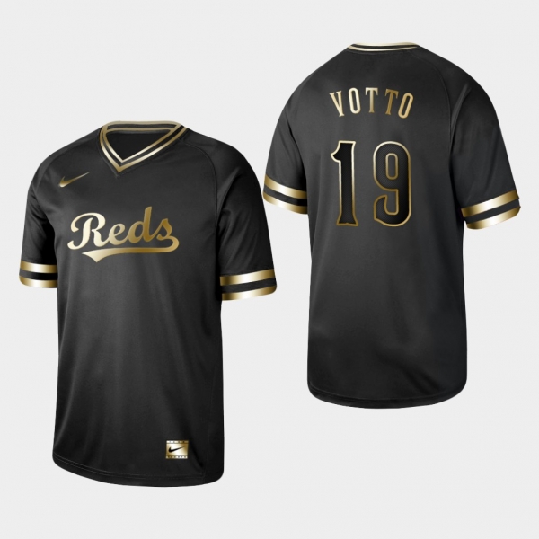 Men's Cincinnati Reds Black Joey Votto V-Neck Jersey