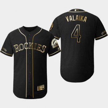 Men's Colorado Rockies Black Pat Valaika Flex Base Jersey