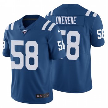 Men's Indianapolis Colts #58 Bobby Okereke Royal 100th Season Vapor Limited Jersey