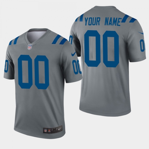 Men's Indianapolis Colts #00 Custom Inverted Legend Jersey - Gray