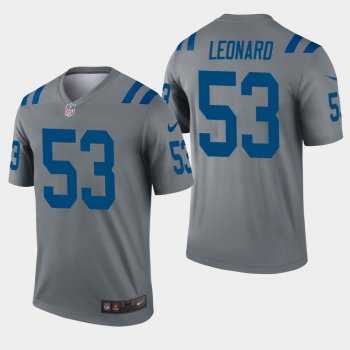 Men's Indianapolis Colts #53 Darius Leonard Inverted Legend Jersey - Gray