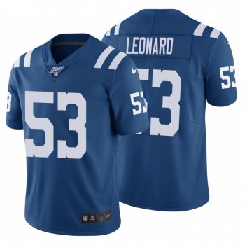 Men's Indianapolis Colts #53 Darius Leonard Royal 100th Season Vapor Limited Jersey