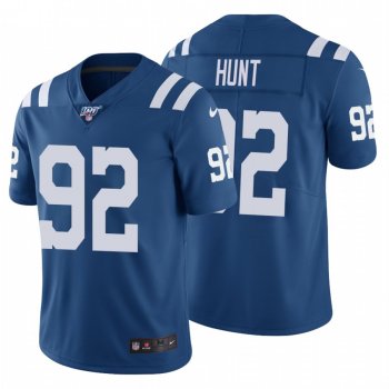 Men's Indianapolis Colts #92 Margus Hunt Royal 100th Season Vapor Limited Jersey