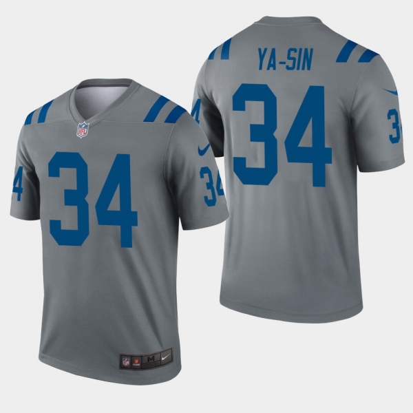 Men's Indianapolis Colts #34 Rock Ya-Sin Inverted Legend Jersey - Gray