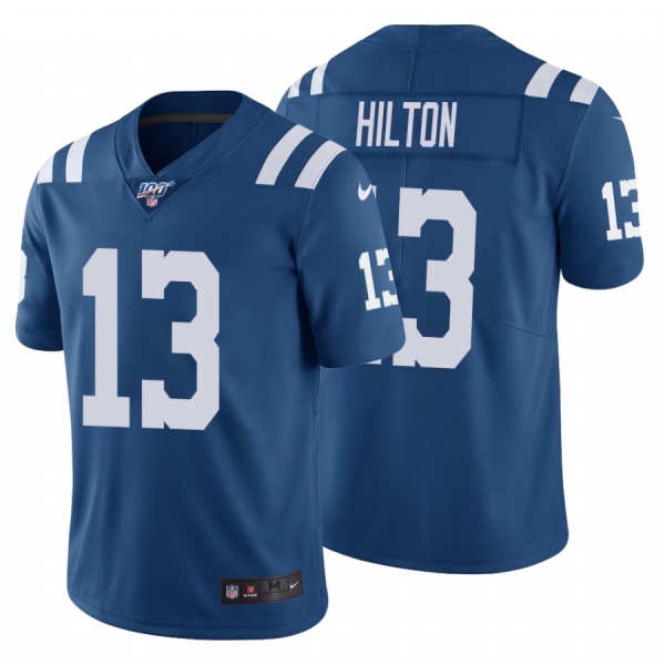 Men's Indianapolis Colts #13 T.Y. Hilton Royal 100th Season Vapor Limited Jersey