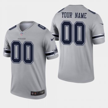 Men's Dallas Cowboys #00 Custom Inverted Legend Jersey - Gray