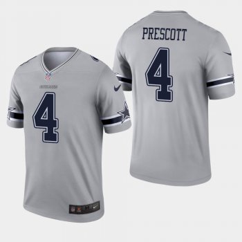 Men's Dallas Cowboys #4 Dak Prescott Inverted Legend Jersey - Gray