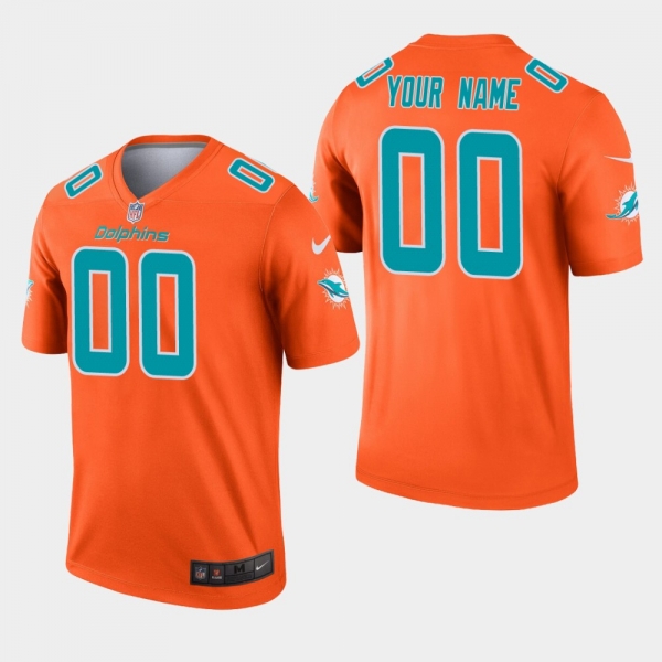 Men's Miami Dolphins #00 Custom Inverted Legend Jersey - Orange