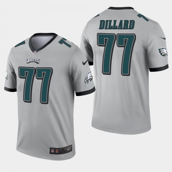 Men's Philadelphia Eagles #77 Andre Dillard Inverted Legend Jersey - Silver