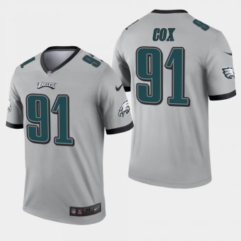 Men's Philadelphia Eagles #91 Fletcher Cox Inverted Legend Jersey - Silver